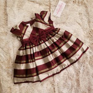 Beautiful Bonnie Jean Baby Burgundy/Gold Dress